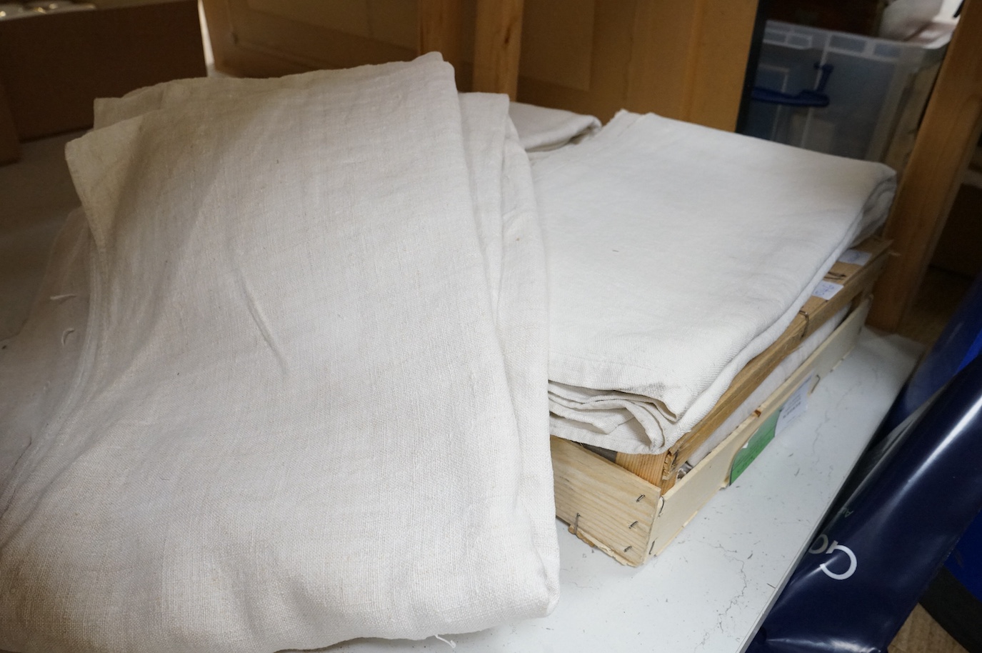 Six plain coarse linen French provincial sheets